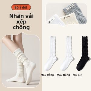 MiiOW | Tất cotton kháng khuẩn thấm mồ hôi dài đến bắp chân cho nữ Tất cotton nguyên chất thoáng khí chống trượt không đường may màu trơn đa năng Tất MiiOW Cat Person