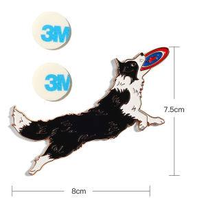 BUTTGooDS Original Metal Alloy Dog Playing Frisbee Fridge Magnet Nordic Modern Ins Style Home Decorative Sticker Animal Pattern
