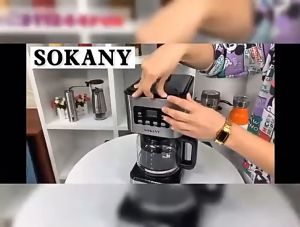 เครื่องชงกาแฟ ตั้งเวลาล่วงหน้าได้ SOKANY หน้าจอแบบดิจิตัล กำลังไฟ 950วัตต์ กึ่งอัตโนมัติ