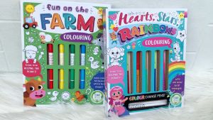 Hearts Stars Rainbows / Fun on the Farm Colouring Set