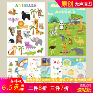 Original Lu Jiang Ins Creative Early Learning Kids Wall Chart Cognitive Poster Korean Style Design Silent Baby Learning Guide