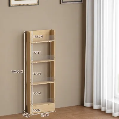 Ultra Thin Narrow Wall-leaning Multi-layer Bookshelf for Childrens Picture Books and Newspapers Storage