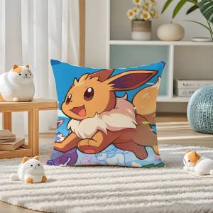 Bandai | Pokemon Glaceon Anime Plush Pillow Cover Soft Short Plush Cushion Cover For Sofa Bedroom Home Decor Gift Decoration