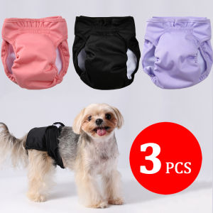 3pcs Washable Female Dog Diaper for Small Medium Dogs Adjustable Pet Physiological Pant Reusable Leakproof Pets Diapers Sets