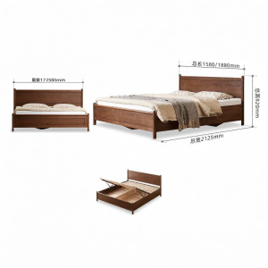 YUANSHI YUANSU | Modern Minimalist Oak Solid Wood Double Bed