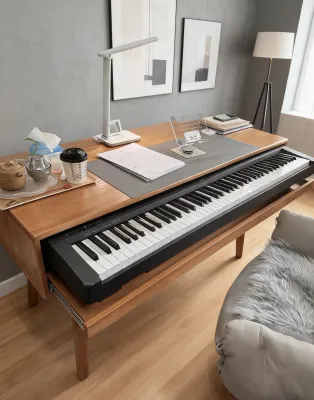 Solid Wood Piano Table Studio Electric Steel Solid Wood Workbench Solid Wood Recording Studio Electronic Keyboard Piano Table Keyboard Stand Keyboard Table