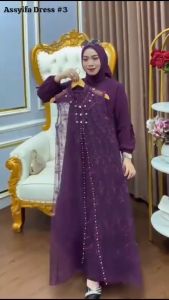 COD Assyifa Dress Baju Gamis Wanita Lebaran 2025 Terbaru Viral Bahan Ceruty Babydoll Mix Brokat Gamis Pesta Remaja Kondangan Kekinian