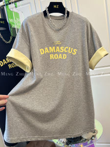 เสื้อยืดคอกลมแขนสั้นผู้หญิง ทรงหลวม แฟชั่นลำลอง ฤดูใบไม้ผลิ 2025 เสื้อผ้าทำงานสไตล์ยุโรปและอเมริกัน