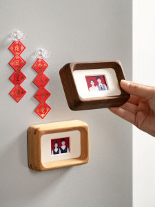 Mini Fridge Magnet Black Walnut Marriage Registration ID Photo Polaroid Picture Frame Đồ Trang Trí Nhà Hình Chữ Nhật Đơn Giản Hiện Đại