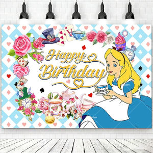 Beast Kingdom | Cartoon Alice in Wonderland Backdrop Kids Birthday Decorations Party Supplies Baby Shower Decor Banner Background Prop Girl Gift