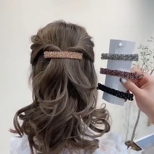 🔥IVY Korean jewelry diamond headwear hairpins crystal fish wire braided side clips exquisite straight clips spring clips hairwear