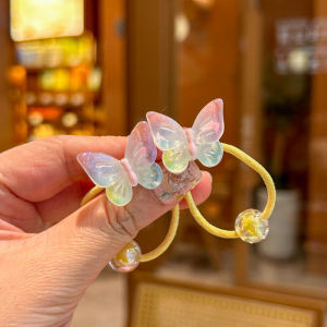 2PCS Girls Elastic Hair Bands Colorful Flowers & Butterflies Hair Accessories Childrens Hair Ties Baby Headwear