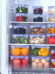 (ทรงกลม) 1ชุดได้ 4ชิ้น กล่องถนอมอาหารสูญญากาศ กล่องพลาสติก ฝาปิดแน่นสนิท /2105