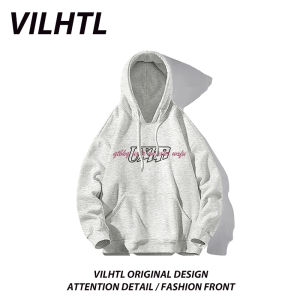 เสื้อฮู้ดขนแกะแฟชั่นสตรีทหนาสำหรับผู้ชาย เสื้อสเวตเตอร์คอตตอนพร้อมพิมพ์ลายตัวอักษรแบบมีฮู้ดสำหรับฤดูใบไม้ร่วงและฤดูหนาว