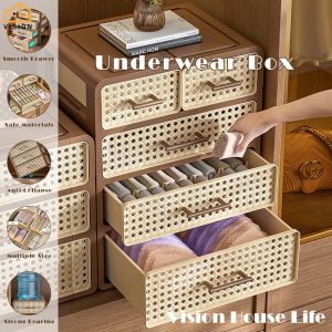 ตัวจัดระเบียบถุงเท้าบราวินเทจกล่องเก็บชุดชั้นในได้หลายชั้นกล่องแยกตู้เก็บของตู้เสื้อผ้าใช้ในครัวเรือนอเนกประสงค์กล่องแยกถุงเท้าชุดชั้นในกล่องแยกช่องเก็บของกันฝุ่น