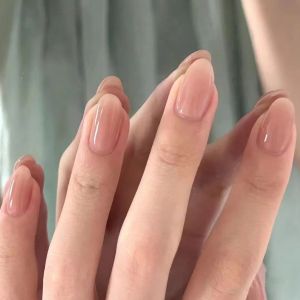 Handmade Nude Wearable Oval Short Nail Tips Autumn Winter High-End Sensation False Nails Easy to Wear And Remove Beauty Tools