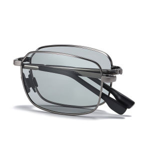 Folding Photochromic Sunglasses Alloy Frame Square Outdoor Polarized Driving Sun Glasses Men Women Resin Non-Spherical Lens
