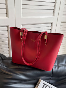 Red Wedding Tote Bag Large Capacity Single Shoulder Ladies Bag 2025 New Style High End Feel ILINX Soft PU Leather Zipper Closure