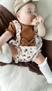 Kids Girl Dress 1 Year Baby Romper 3Pcs Set With Headband Socks Summer Bodysuit Floral Short Sleeve