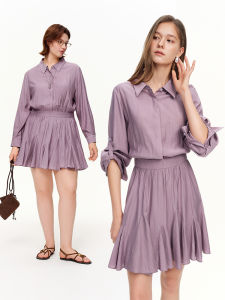 DUSHU | Shirt Collar Waist-defining Dress