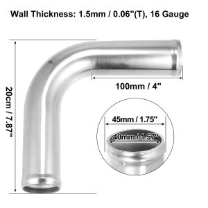 uxcell | UXCELL OD 25mm 38mm 45mm 63mm 76mm 102mm Aluminum Alloy Tube 90 180 Degree Intercooler Pipe Bend Elbow Air Intake Tube Car