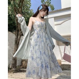 plus Size Womens French Sweet Gentle High Waist Slimming Gauze Gradient Sparkle Print Strapless Dress with Ruffle Hem