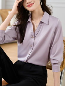 French Polo Collar Long Sleeve Chiffon Shirt Womens Autumn Fashion 2025 New Loose Ladies Top Small Shirt Versatile Commute Style