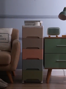 ตู้เก็บของแบบลิ้นชักตามซอก ลิ้นชักเก็บของ ตู้เก็บของแบบหลายชั้น ขาว/มาการอง เพิ่มหนา มีล้อ เป็นมิตรกับสิ่แวดล้อม