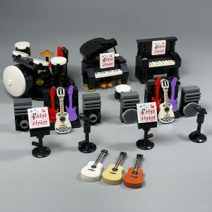 Musical Instrument Building Blocks Piano Drum Kit Guitar Bass Saxophone Microphone Stage