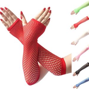Elastic Rhinestones Mesh Full Finger Gloves Flash Diamond Fishing Net Punk Nightclub Stage