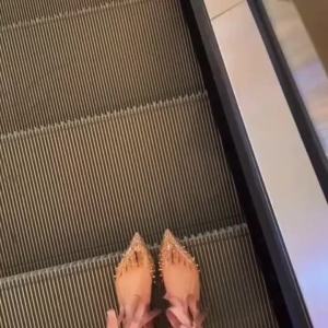 227Spring Summer New Womens Flat Single Shoes Rhinestone Transparent erfly Knot Rivet Fairy Maids All-Match Pointed Toe Ballet Flats