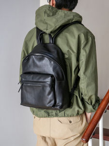 Vintage Large Capacity Leather Backpack Mens Travel Computer Bag Top Layer Cowhide Fashionable Shoulder Bag Nylon Lining