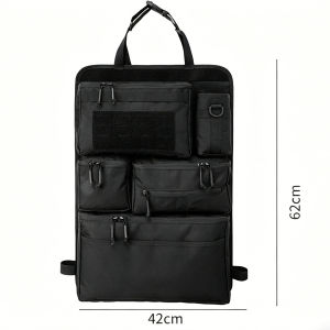 Tactical Car Seat Organizer with Multiple Pockets Vehicle Backseat Storage Bag with Cup Holder Hanging Rear Seat Bag