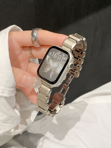 Uhada Metal Chain Smart Watch Band for Huawei Fit3 Fit4 Womens Style Small Square Sugar Crystals Luminous Butterfly Buckle