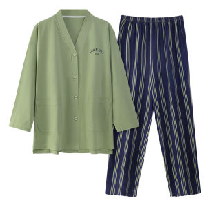 MiiOW | ชุดนอนผู้หญิงผ้าฝ้ายแท้แขนยาวขายาวหลวมๆ ฤดูใบไม้ผลิและฤดูใบไม้ร่วง ชุดนอนสำหรับใส่ในบ้าน ชุดนอนผู้หญิง ชุดนอนผู้หญิง