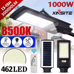 XINSITE 1500W Đèn LED Năng Lượng Mặt Trời Ngoài Trời Đèn Tường Năng Lượng Mặt Trời Chống Nước Đèn Đường Năng Lượng Mặt Trời Tấm Pin Mặt Trời Lớn Có Điều Khiển Từ Xa&Cài Đặt Thời Gian Đèn Chiếu Sáng Tự Động Đèn
