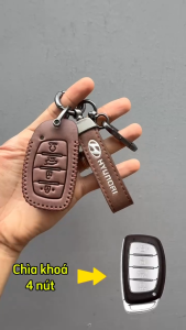 Ốp Da Chìa Khóa Xe Hyundai Venue Màu Nâu Và Màu Đen Bảo Vệ Chìa Khóa