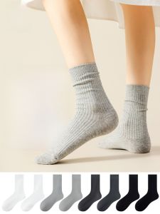 MiiOW | ถุงเท้าผ้าฝ้ายสกัดสำหรับผู้หญิง MiiOW ถุงเท้าครึ่งแข้งป้องกันกลิ่น ทรงเรขาคณิต ทรงปกติ ถุงเท้าผ้าฝ้ายสำหรับฤดูใบไม้ผลิและฤดูใบไม้ร่วง