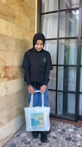 Totebag Kanvas Landscape Aesthetic Monet Tote Bag kanvas Lukisan Monet Penutup Resleting