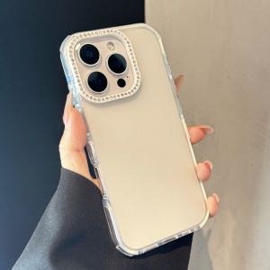 เคสโทรศัพท์ซิลิโคน Apple 16 pro พร้อมกรอบเลนส์เพชร ป้องกันการตกหล่นเต็มจอ ดีไซน์เรียบง่าย สไตล์ผู้หญิง เคสโทรศัพท์มือถือ Apple 16 pro Max