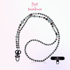 PinKBooM สร้อยคอโทรศัพท์มือถือแบบสะพายข้างดีไซน์หรูหราพร้อมลูกปัดคริสตัลป้องกันการสูญหาย สายสะพายไหล่แบบลำลองสำหรับผู้หญิง