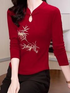 New Chinese Style Embroidered Slim Fit Top for Short Women Pure Color Retro National Button Waist Inward Thin Korean Version