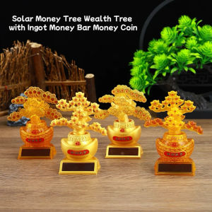 Fengshui Solar Money Tree Wealth Tree with Money Coin Ingot Money Bar Tree Home Decor Display