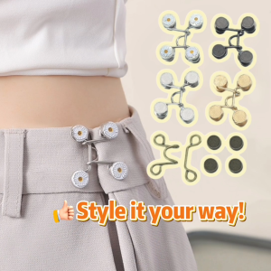 2PCS Adjustable Waist Button No Sew Jeans Pants Resizer Reusable Metal Waist Tightener for loose Pants Perfect Fit 2pcs