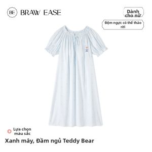 BE | Đầm Ngủ Dài Lót Bông Chất Liệu Kẻ Sợi
