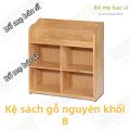 Kệ sách gỗ tự nhiên B cho nhà trẻ, trường mầm non, góc sách truyện, thư viện J-186. 