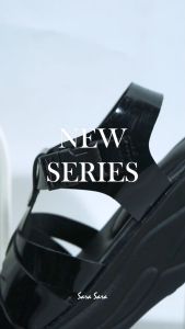 Sarasara AMORA Wedges Wanita Kulit PU Hitam/Merah Muda/Giok 5 cm Empuk Gaya Korea