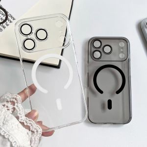 Ultra Thin Clear Glass Lens Protect Magnetic Case For iPhone 17 Air 16 16E 15 14 13 12 11 Pro Max Plus For Magsafe Hard PC Cover