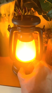 Lampu Lentera Petromak Tenaga Solar Panel Surya + Cas USB Tipe-C MITSUYAMA Lampu Jadul Camping Cahaya Dimmer MS-1041