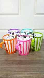 Gelas Carnaval Plastik / Gelas Plastik / Cangkir Plastik Pink Green Purple Genki Market